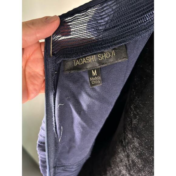 Tadashi Shoji Off the Shoulder  Navy Blue Dress Size M - Picture 8 of 8